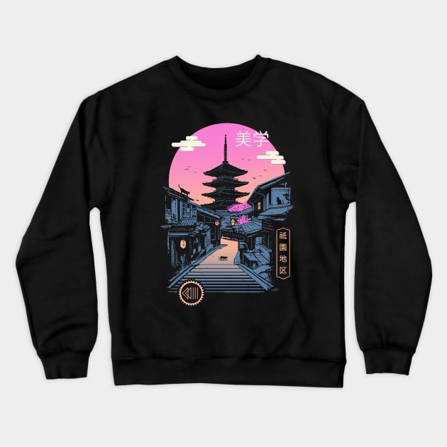 Pagoda Wave Aesthetics Crewneck Sweatshirt by Vincent Trinidad Art